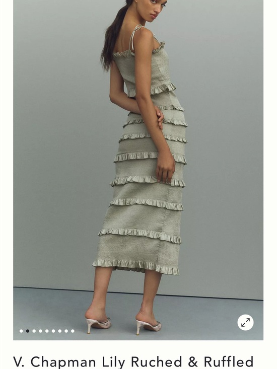 V. Chapman Dresses & Skirts - V. Chapman Lily Ruffled Midi Dress in Sage Green